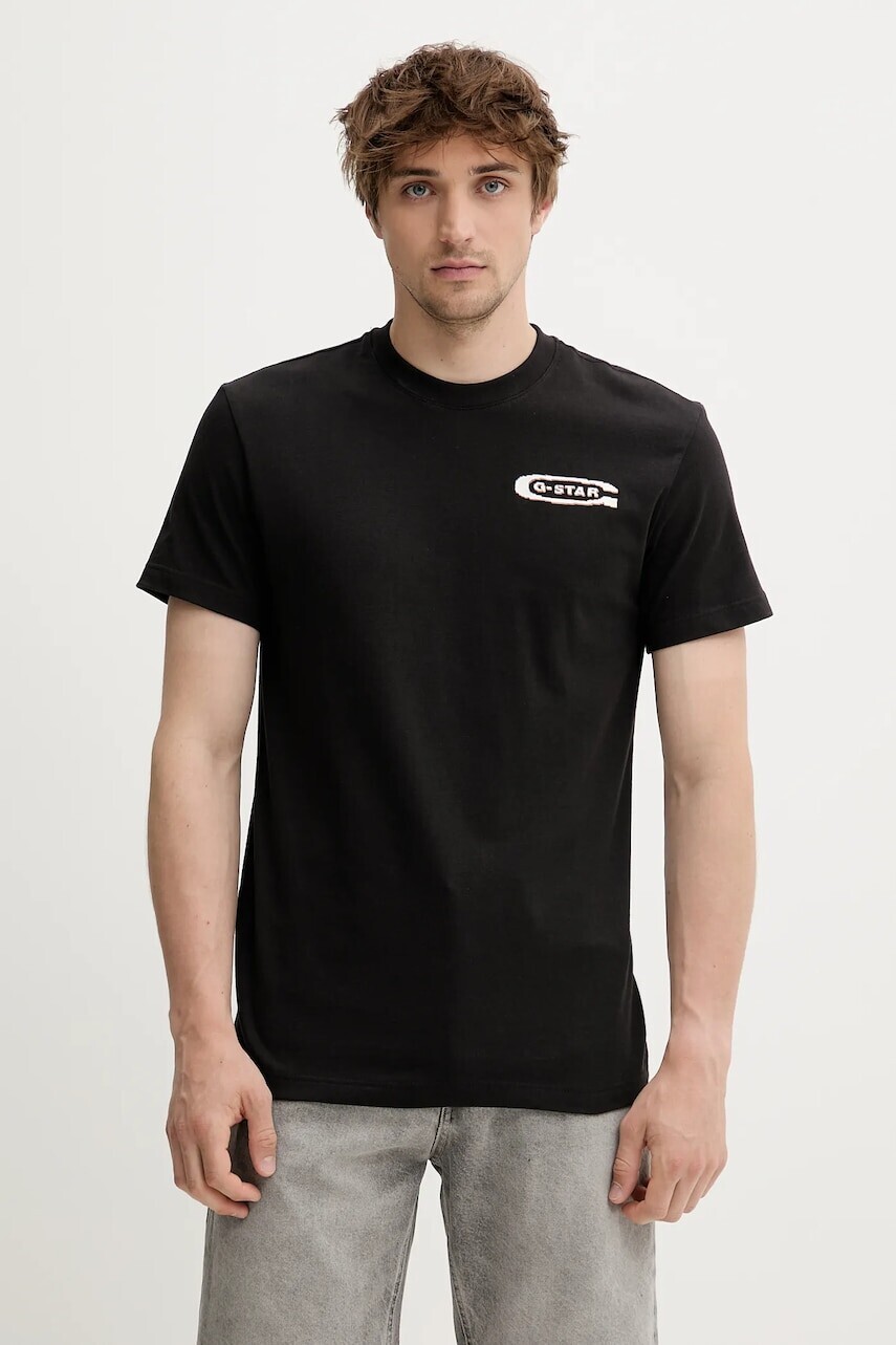 Bavlnené tričko G-Star Raw pánske, čierna farba, s potlačou, D26047-C336