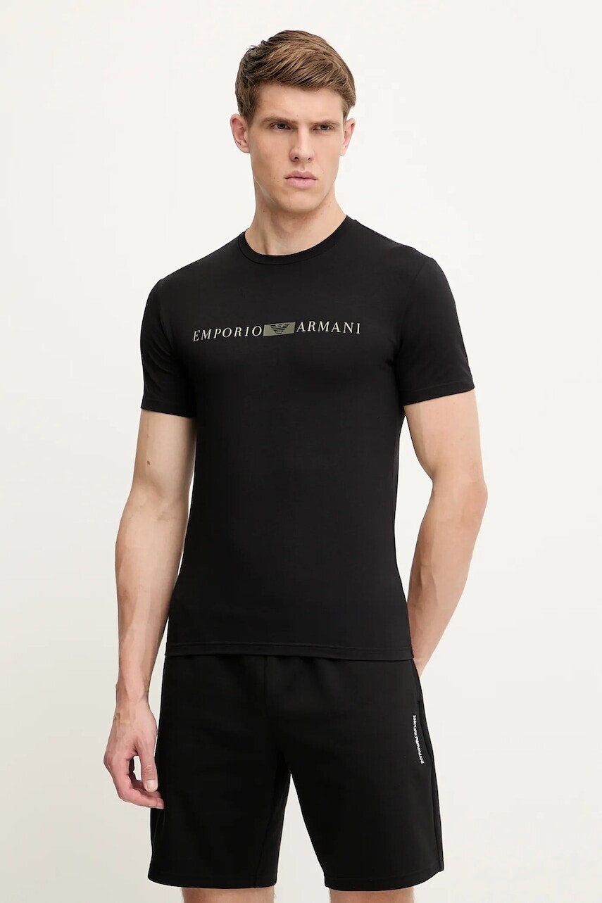 Tričko Emporio Armani Underwear pánske, čierna farba, s potlačou, EM000379 AF10774