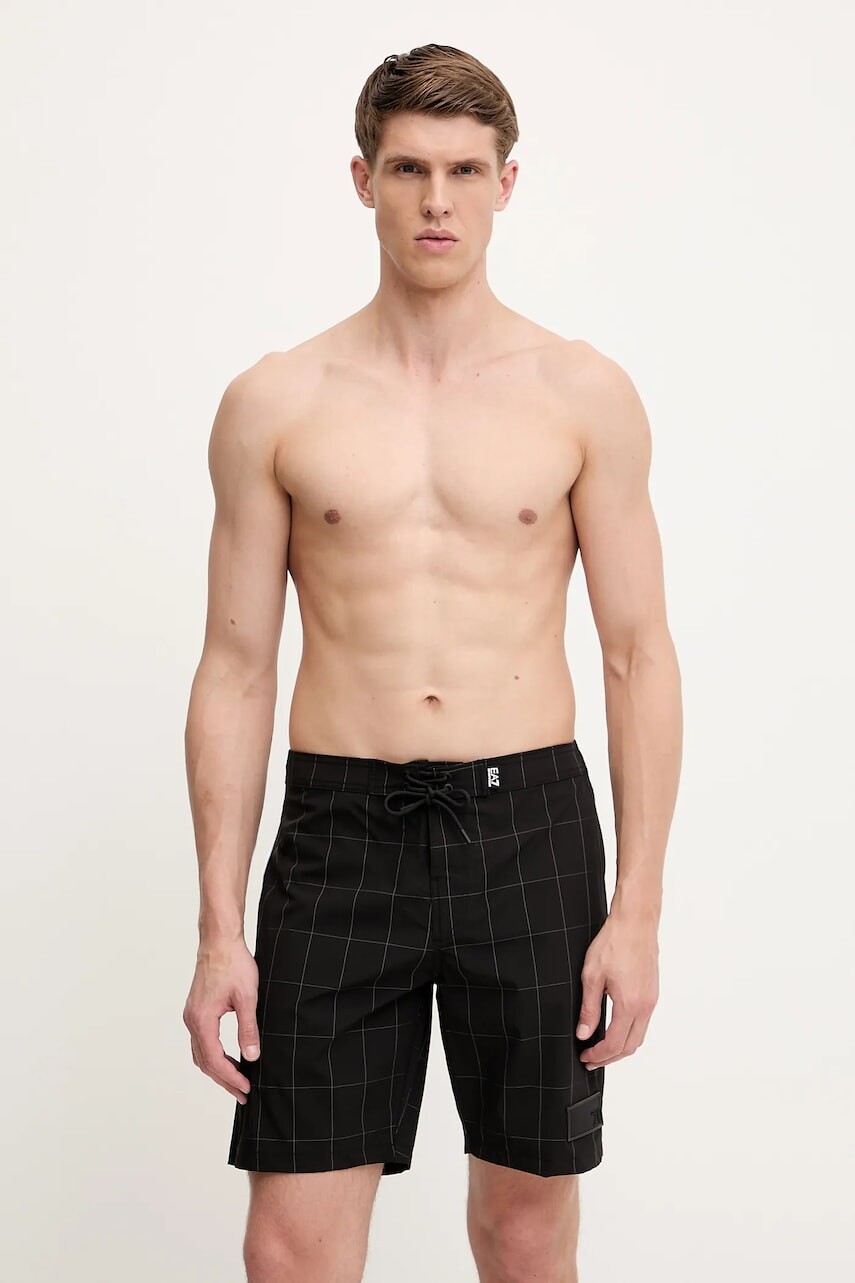 Plavkové šortky EA7 Emporio Armani čierna farba, AF14339.7M000549