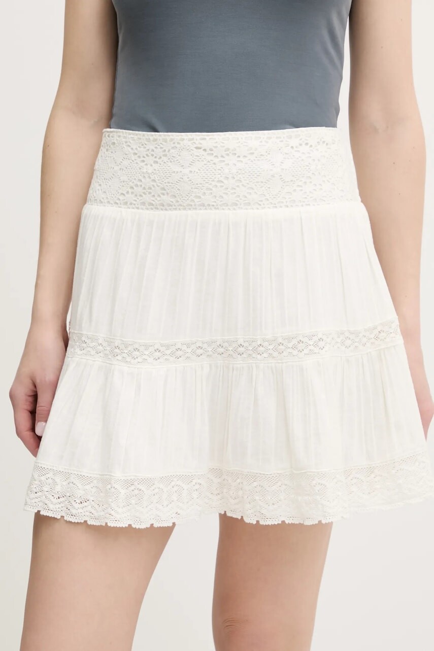 Sukňa Superdry béžová farba, mini, áčkový strih, W7210350A-71D