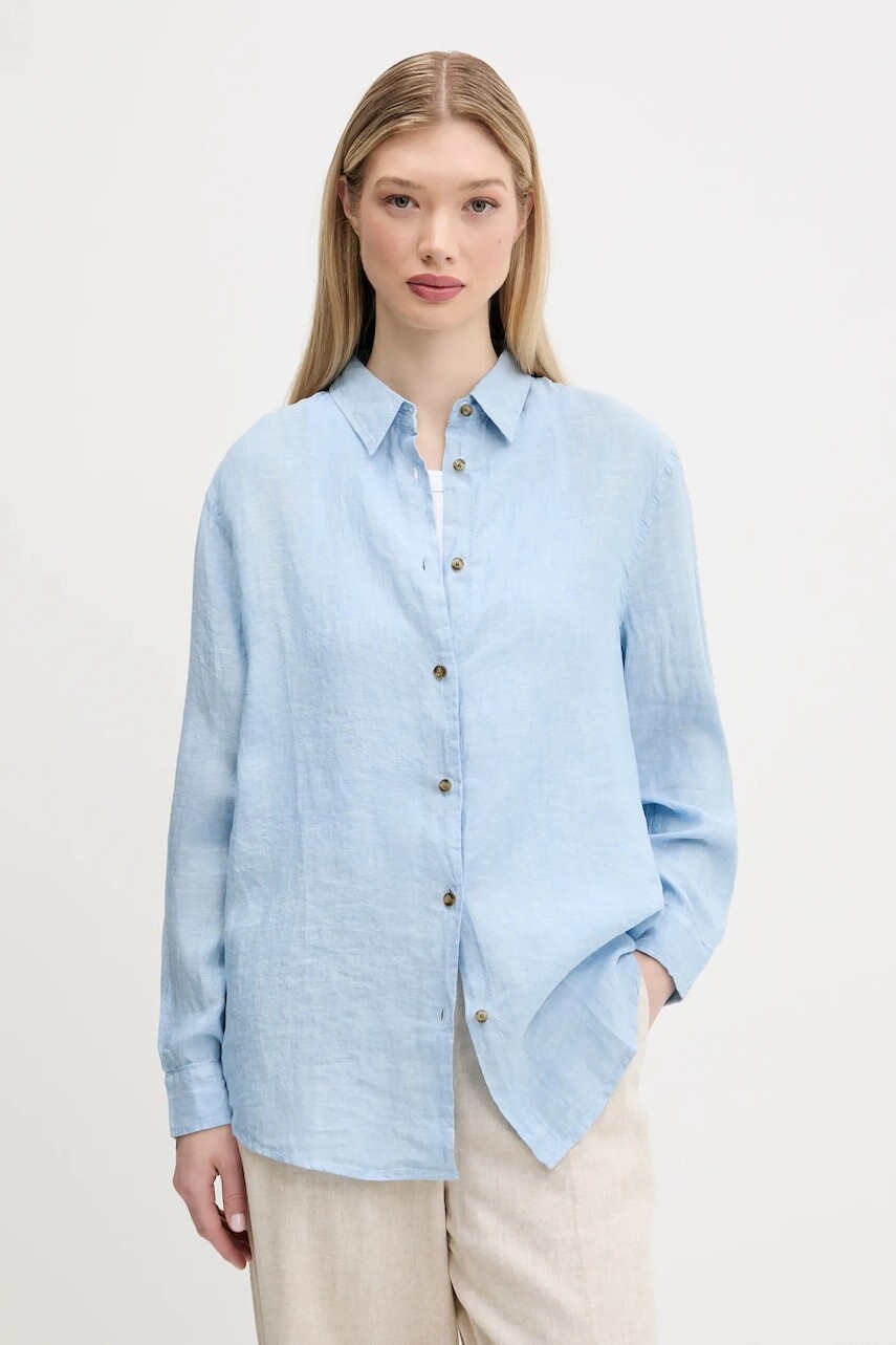 Ľanová košeľa Superdry voľný strih, s klasickým golierom, W4010463A-F5P