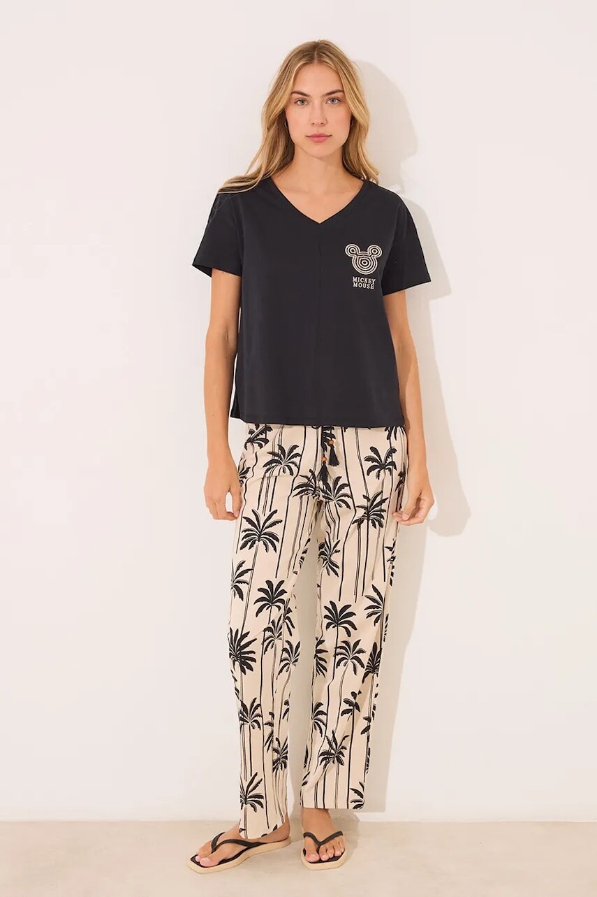 Bavlnené pyžamo women'secret čierna farba, bavlnené, 3139908