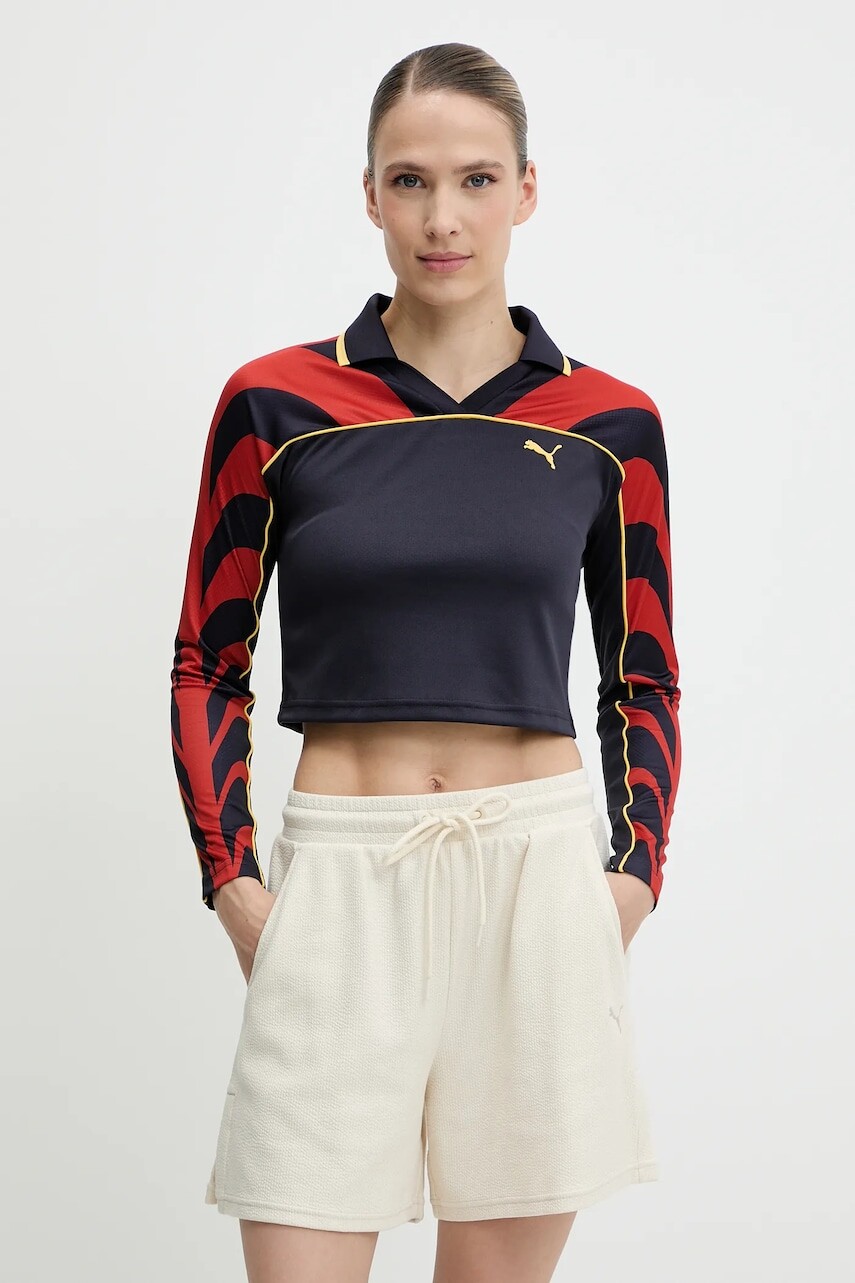 Tričko s dlhým rukávom Puma tmavomodrá farba, 629789