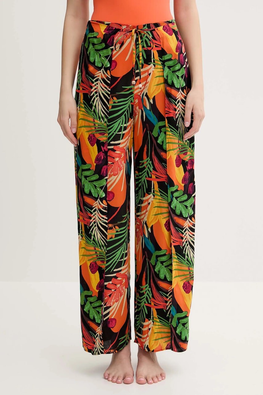Plážové nohavice Desigual BAHAMAS PANT čierna farba, 25SWMW01