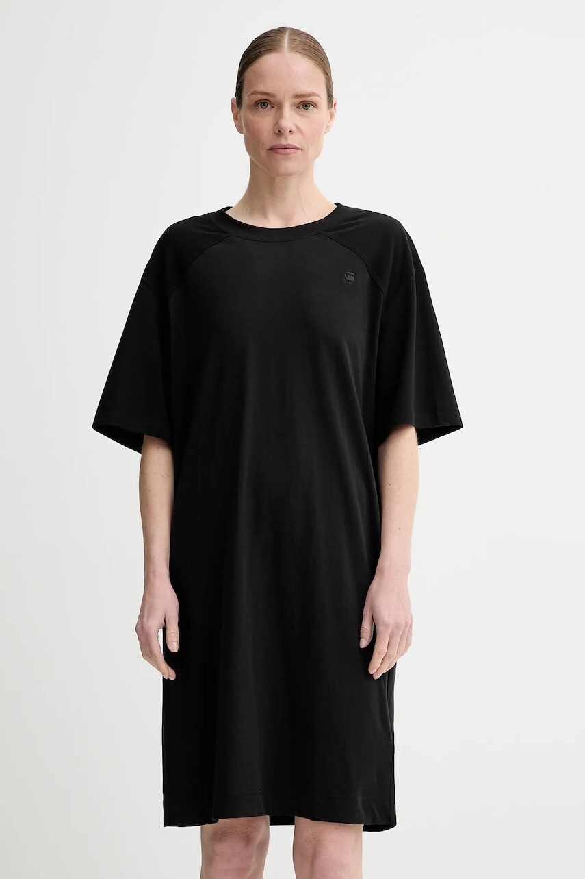 Bavlnené šaty G-Star Raw čierna farba, mini, oversize, D26084-336