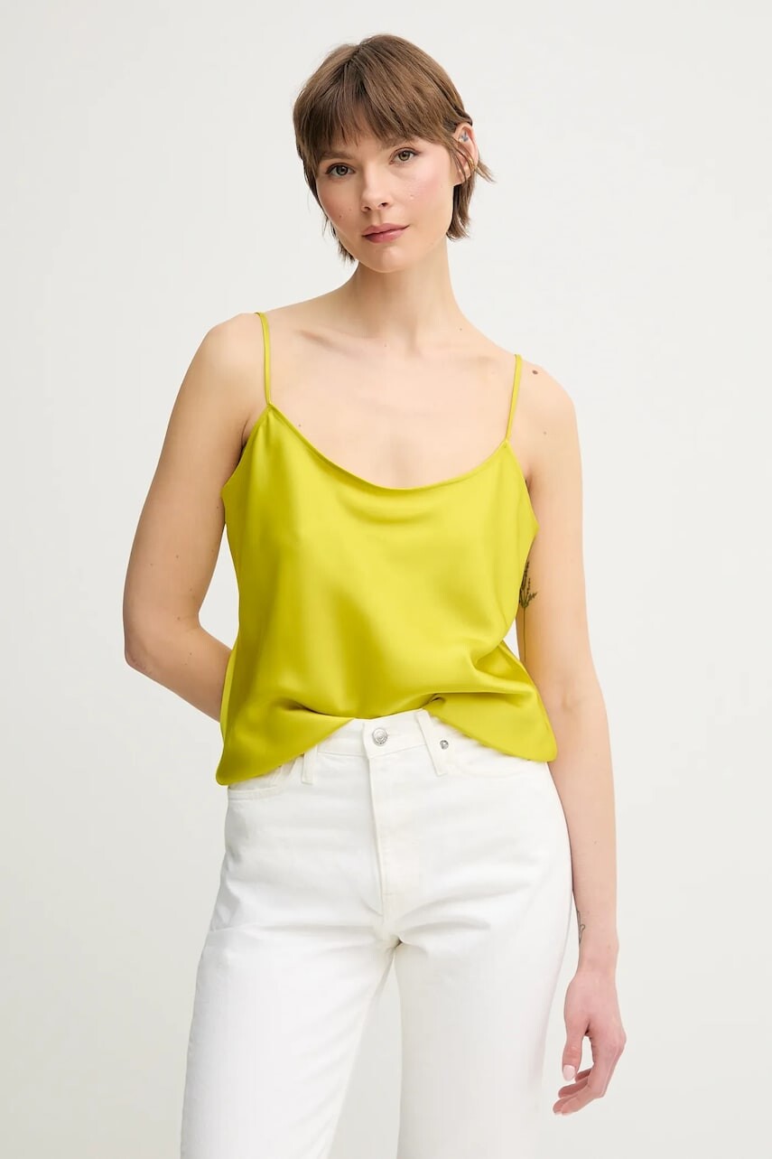 Blúzka Calvin Klein žltá farba, jednofarebná, LV044B108G