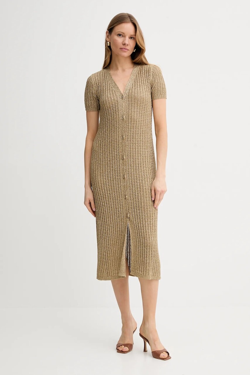 Šaty Twinset zelená farba, midi, priliehavé, 251TT3190