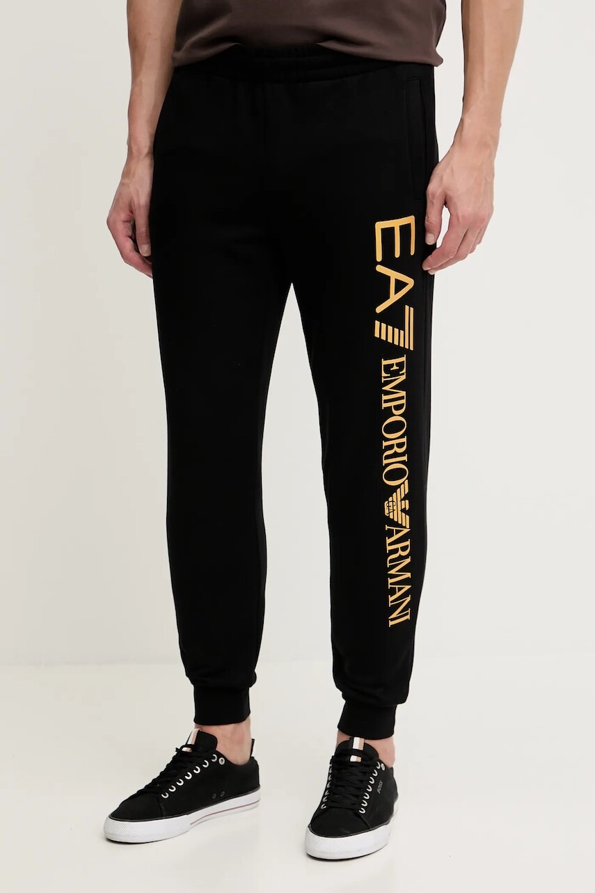 Tepláky EA7 Emporio Armani čierna farba, s potlačou, AF10377.7M000572