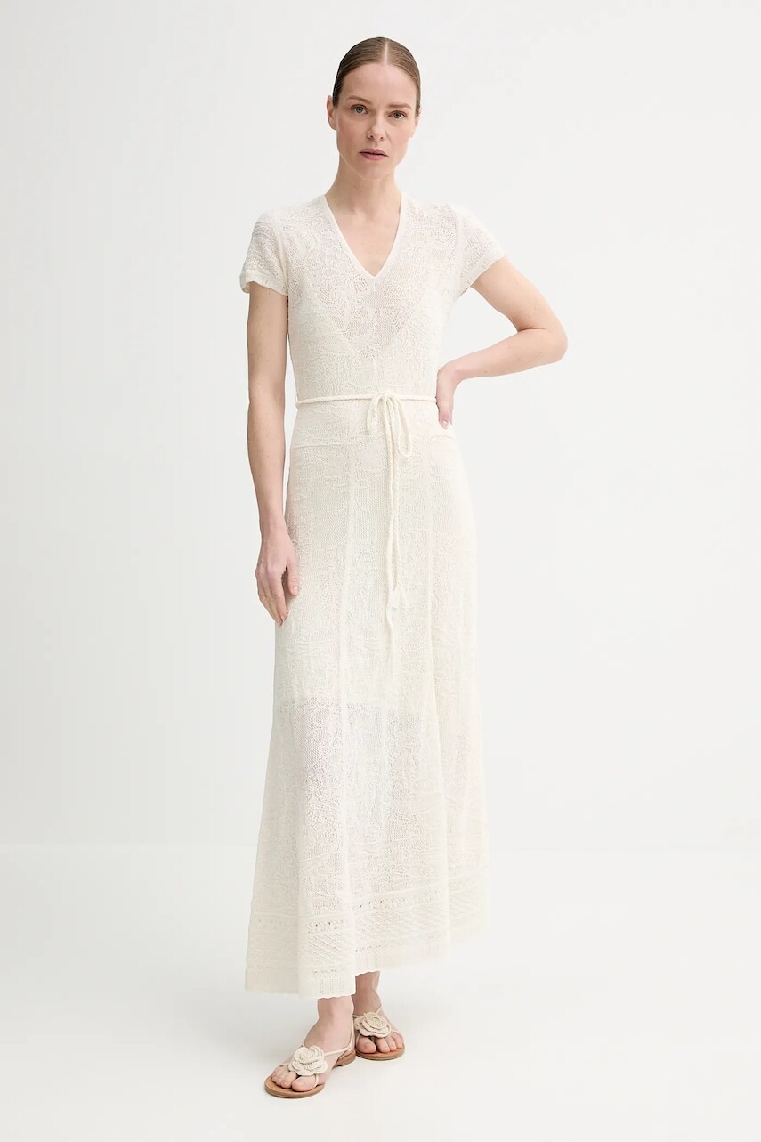Vlnené šaty ZADIG&VOLTAIRE béžová farba, maxi, rovný strih, KWDR01193