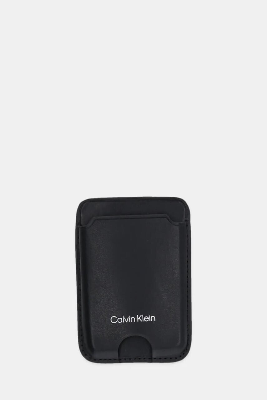 Kožené puzdro na karty Calvin Klein čierna farba, LV04F1070G