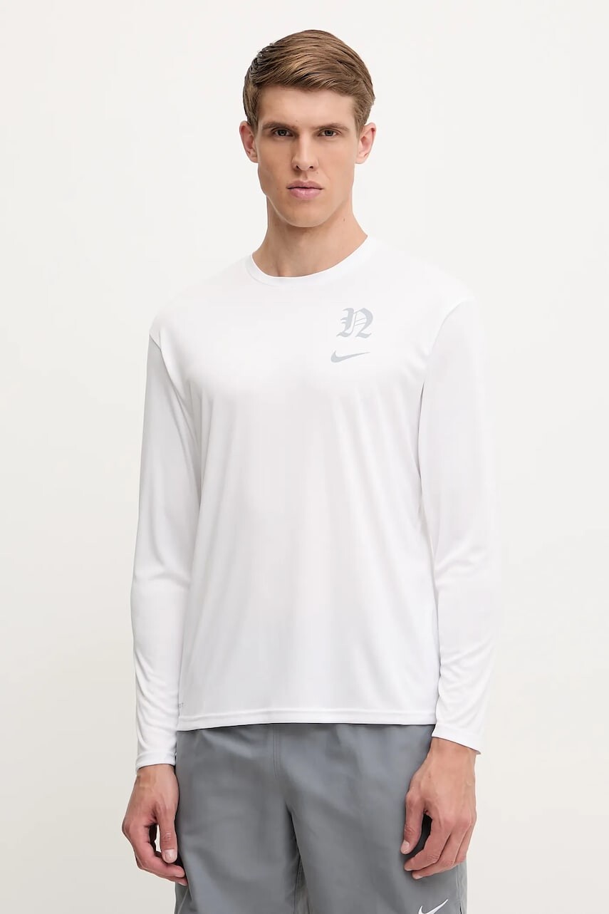 Tréningové tričko s dlhým rukávom Nike biela farba, NESSF474