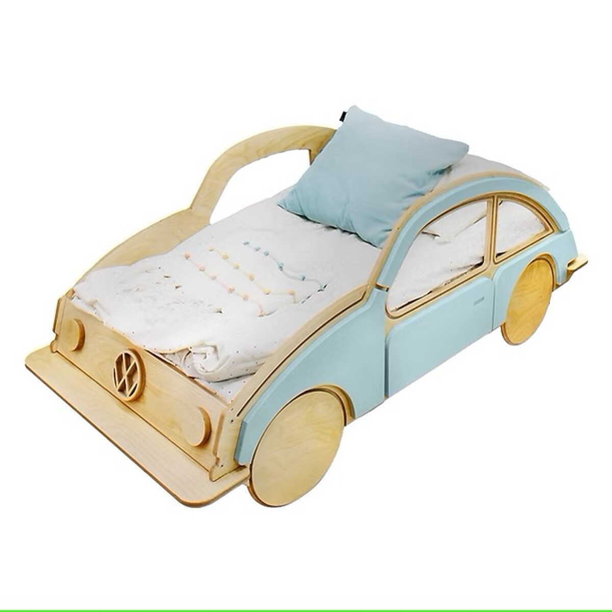 Ourbaby 37768-0 Wooden bed VW BEETLE 160x80 cm prírodná modrá