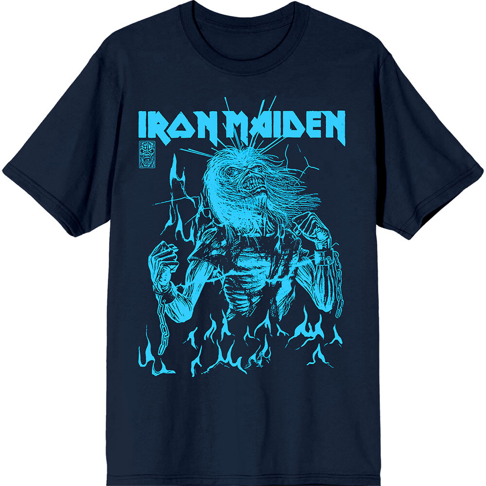 Iron Maiden tričko 50 Life After Death Flames Blue Modrá S