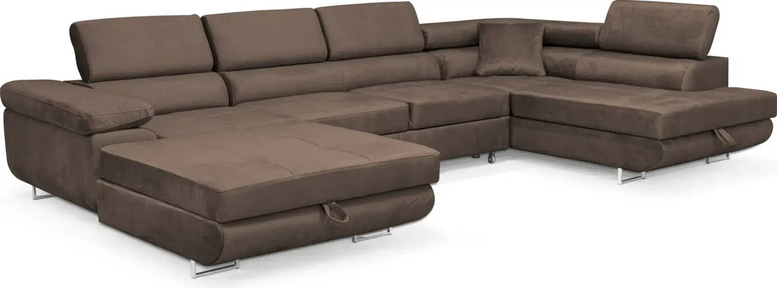 Sofiland ALLER U XXL - hnedá PRAVÁ - rohová sedačka so spaním a veľkým úložným priestorom - poťah MONOLITH