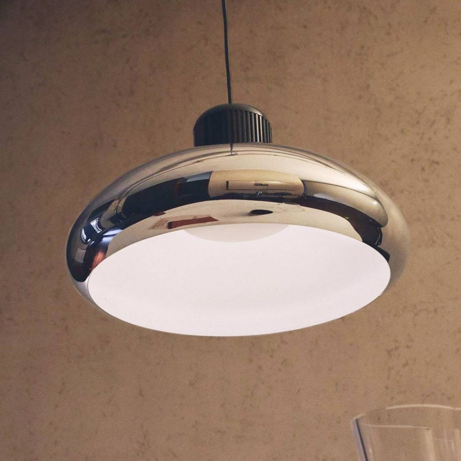 LED závesné svietidlo Stilnovo Trepiù, chróm/čierna, Ø 40 cm