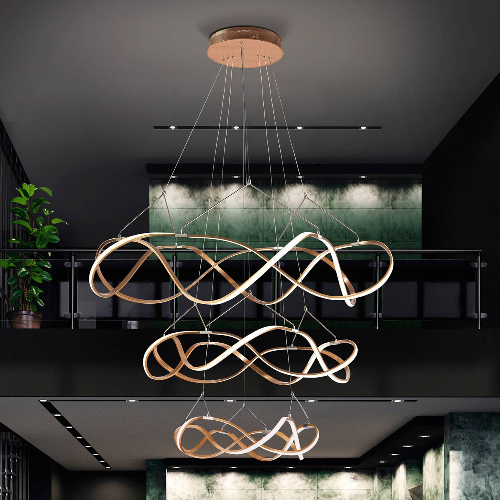 LED závesné svietidlo Molly, 3-stupňové, stmievateľné, Ø 110,3 cm, ružové zlato