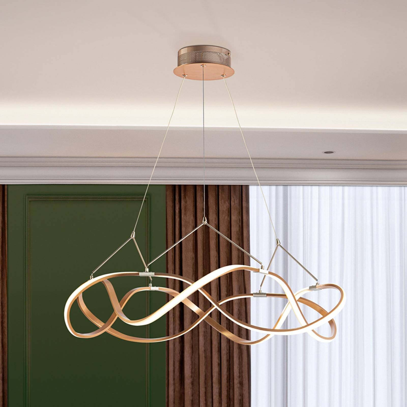 LED závesné svietidlo Molly, ružové zlato, stmievateľné, Ø 80 cm
