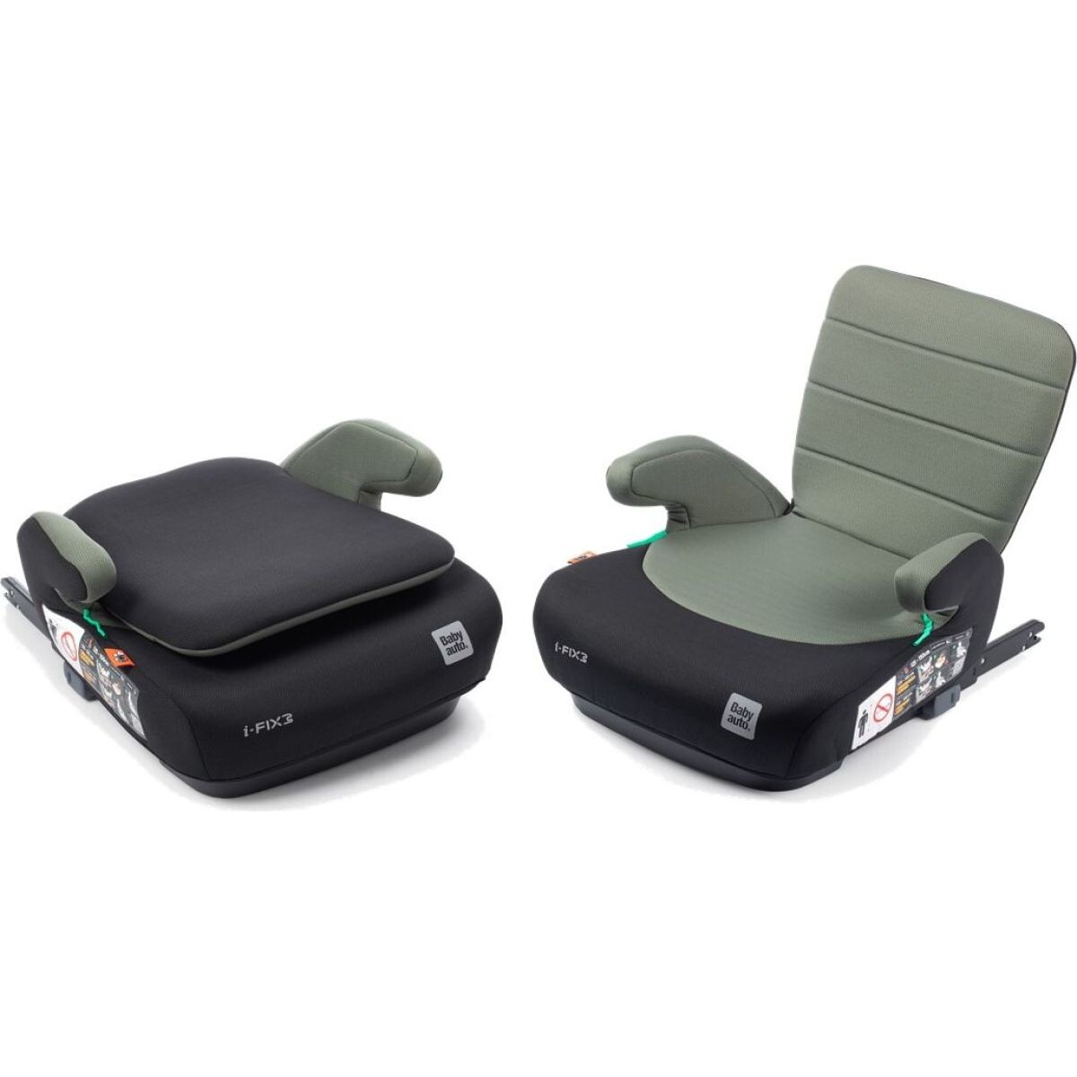 BabyAuto DOKA iFIX 125-150, podsedák so sklopným chrbtom, black olive green