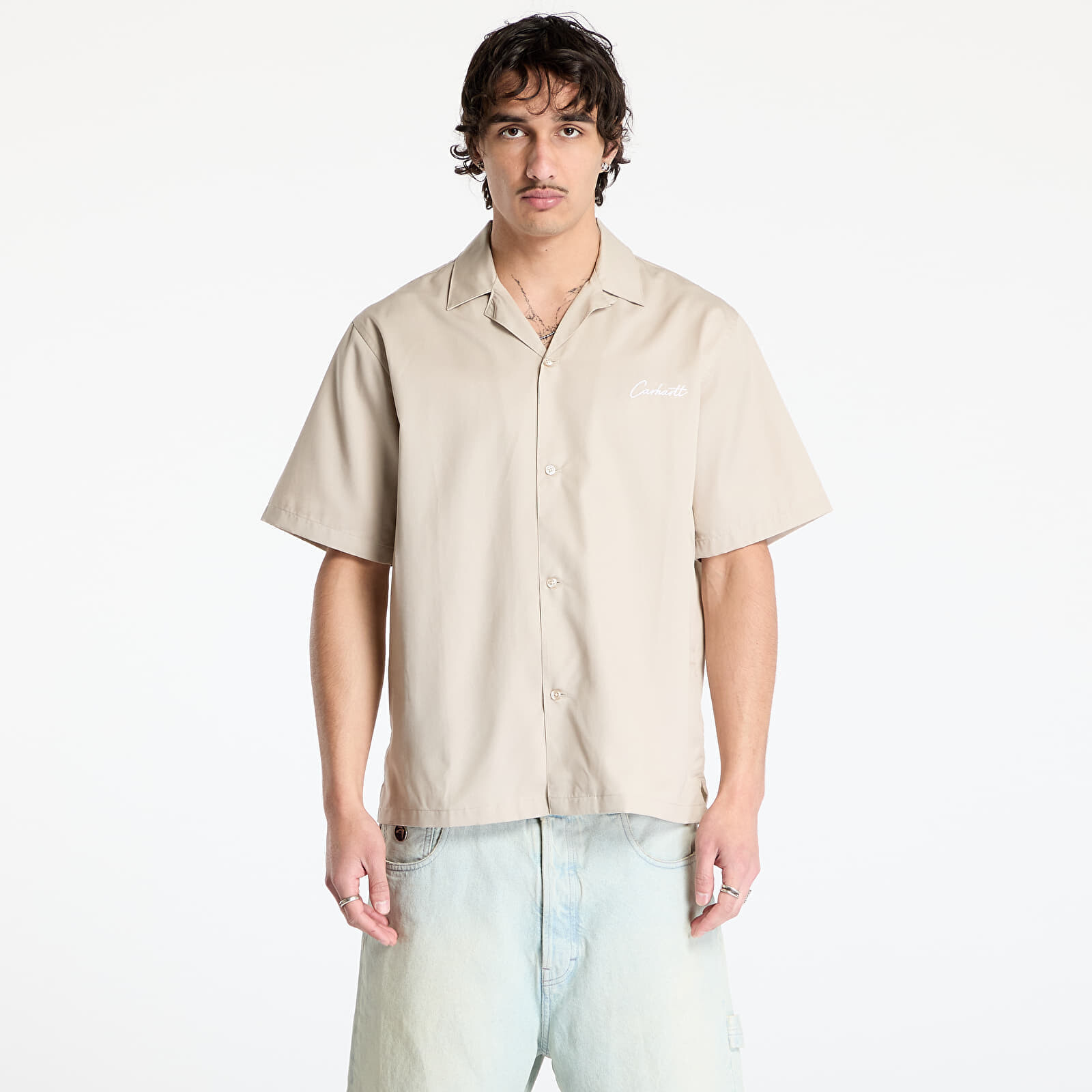 Košeľa Carhartt WIP S/S Delray Shirt UNISEX Fleur de Sel/ White S