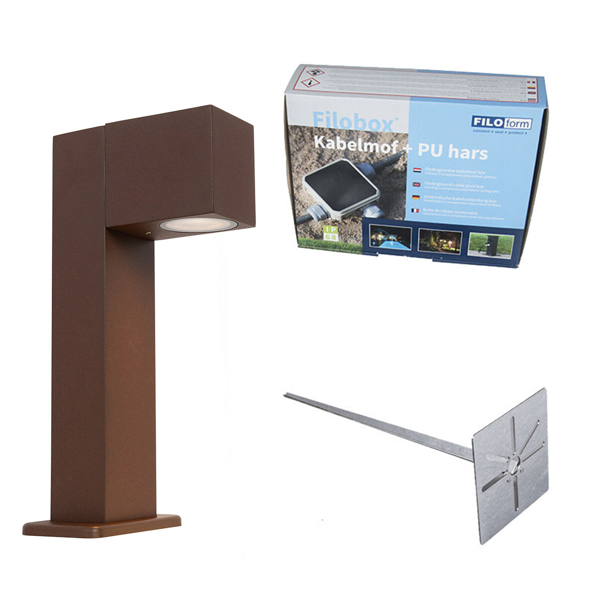 Priemyselné stojace vonkajšie svietidlo hrdzavohnedá 30 cm IP44 - Baleno