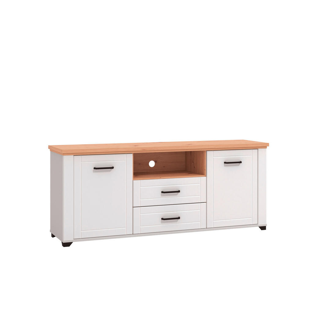 Landscape TV DIEL, biela, dub artisan, 161/41/67 cm