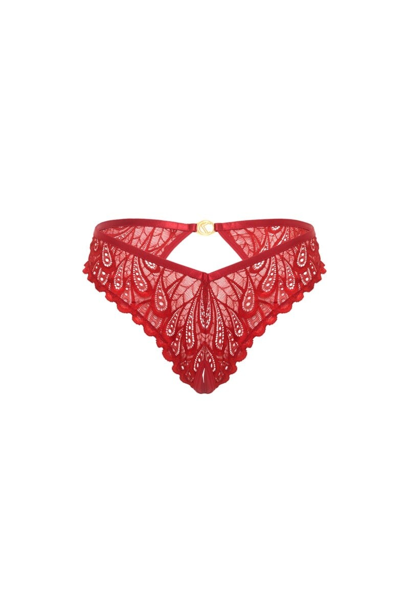 Červené crotchless nohavičky Piper
