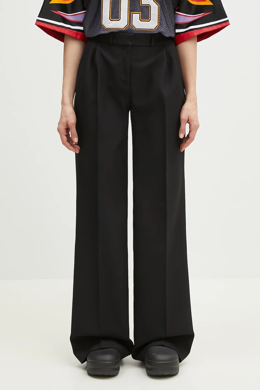Nohavice Coperni Wide Leg Tailored dámske, čierna farba, široké, vysoký pás, COPP90F3004