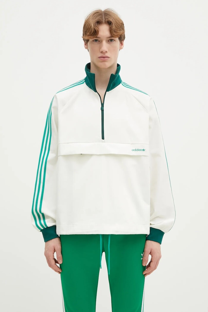 Bavlnená mikina adidas Originals Pullover pánska, béžová farba, s nášivkou, JC8375