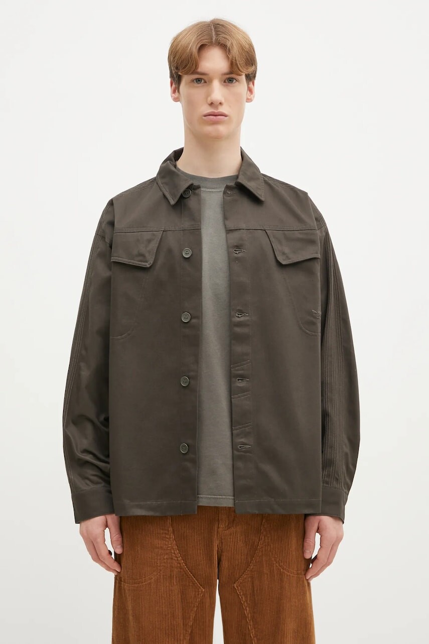 Bavlnená košeľa adidas Originals Premium Essentials Shirt pánska, zelená farba, regular, s klasickým golierom, JD3343