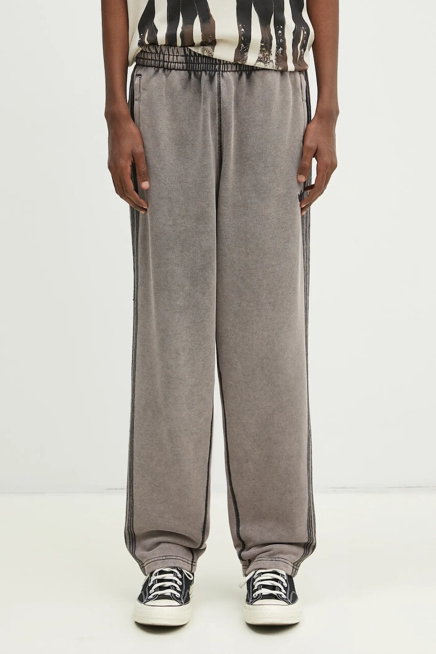 Bavlnené tepláky adidas Originals Premium Essentials Retro Washed Open Hem pánske, šedá farba, vzorované, JD0217