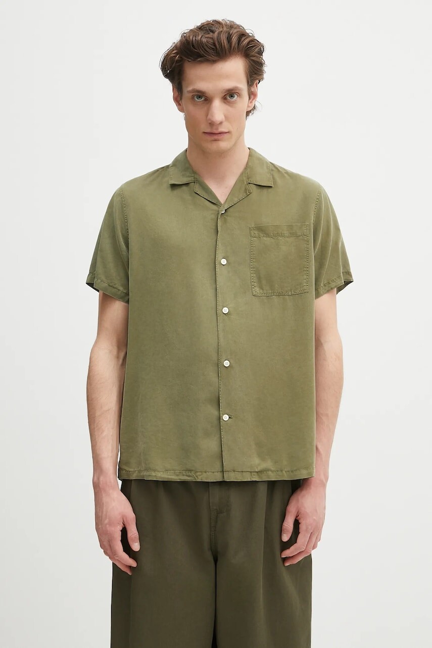 Košeľa Barbour Barbour Archer Relaxed Fit S/S Shirt zelená farba, voľný strih, MSH5612