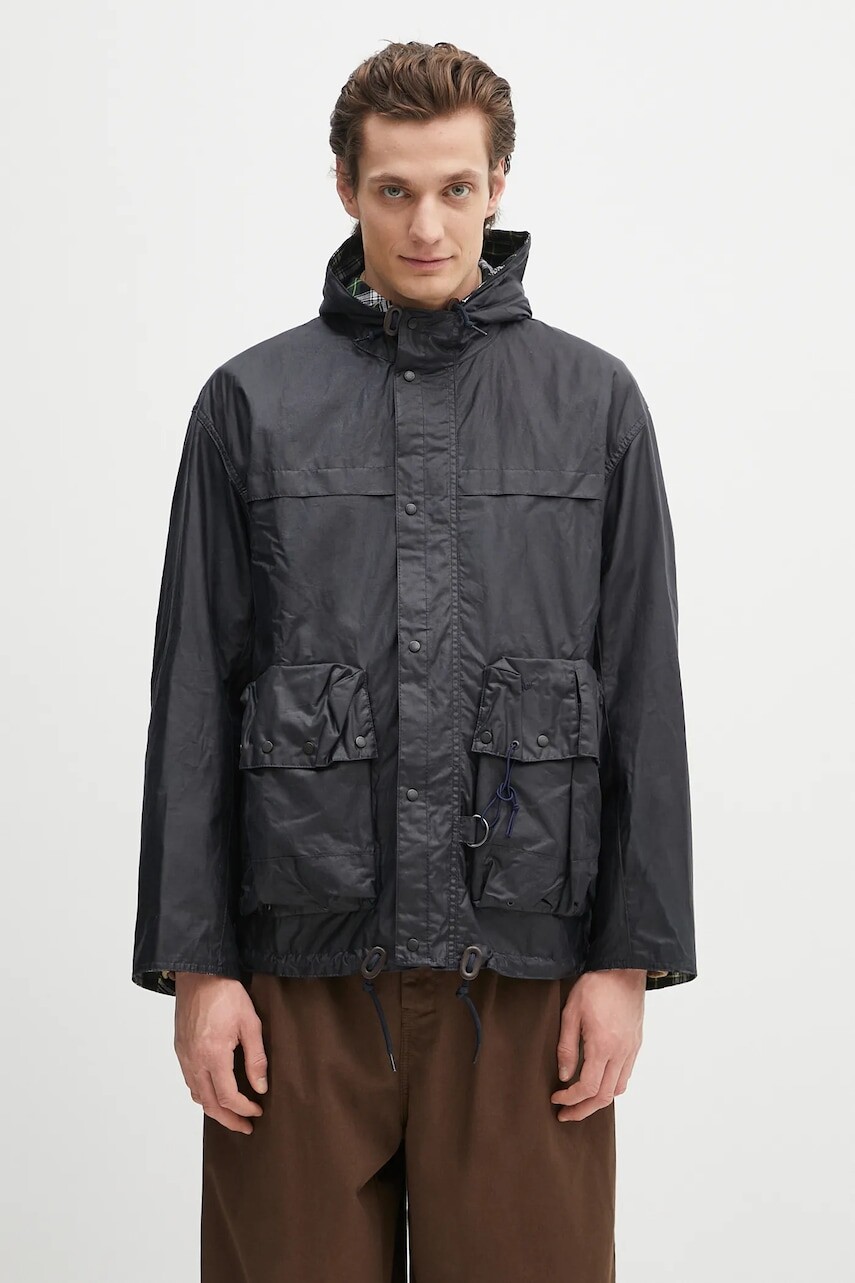 Bunda Barbour Barbour Modified Durham Wax Jacket tmavomodrá farba, prechodná, oversize, MWX2448