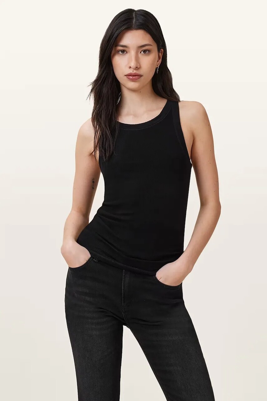 Top AllSaints RINA čierna farba, W235JB