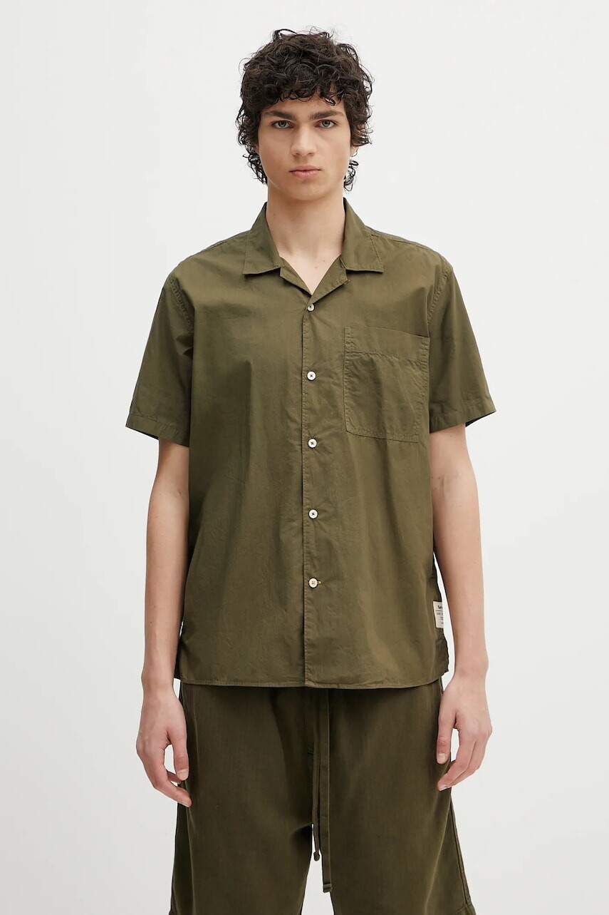 Bavlnená košeľa Barbour Barbour Holywell Poplin S/S Relaxed Fit Shirt zelená farba, voľný strih, s klasickým golierom, MSH5603