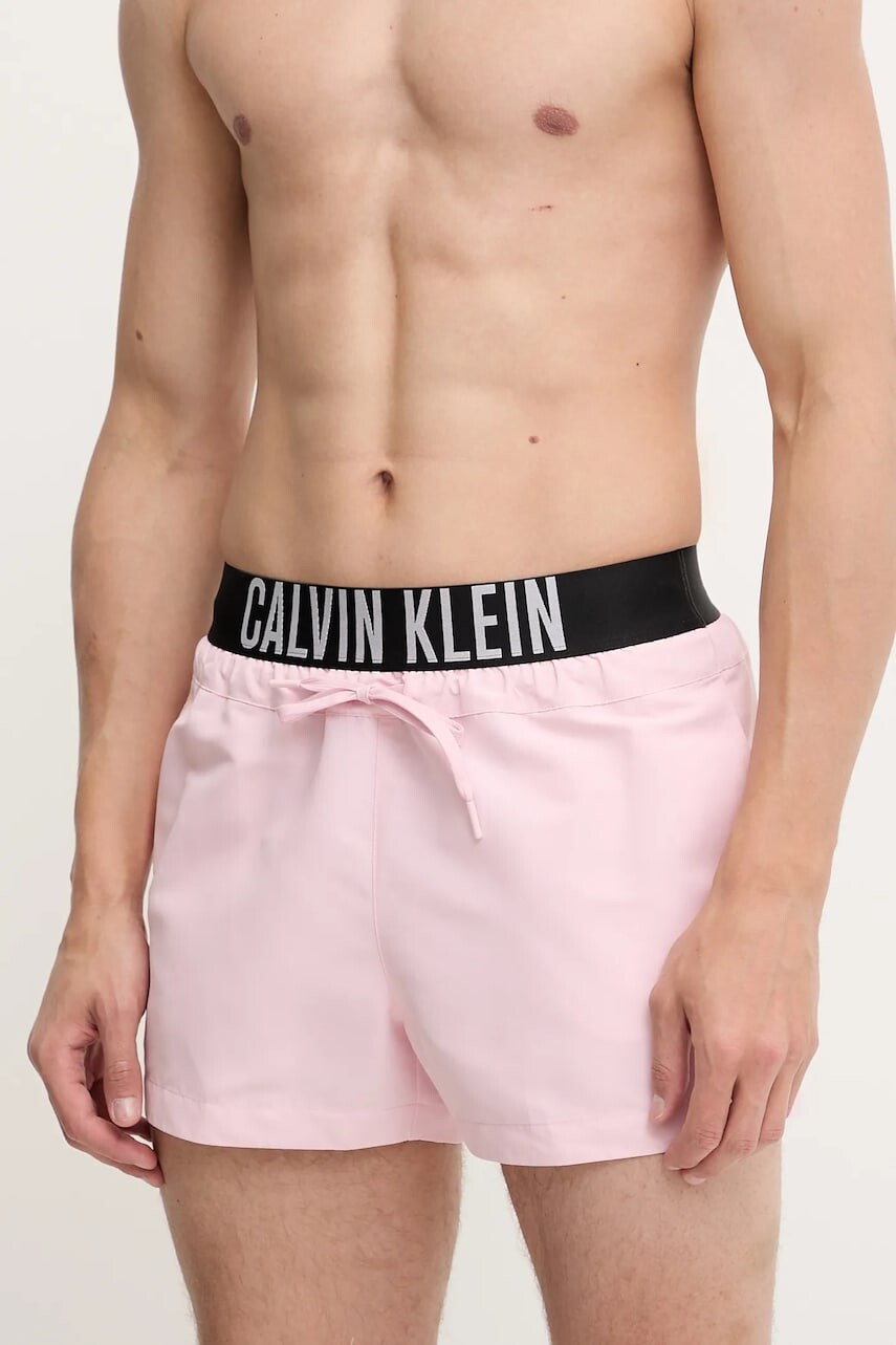 Plavkové šortky Calvin Klein ružová farba, LV00N61094
