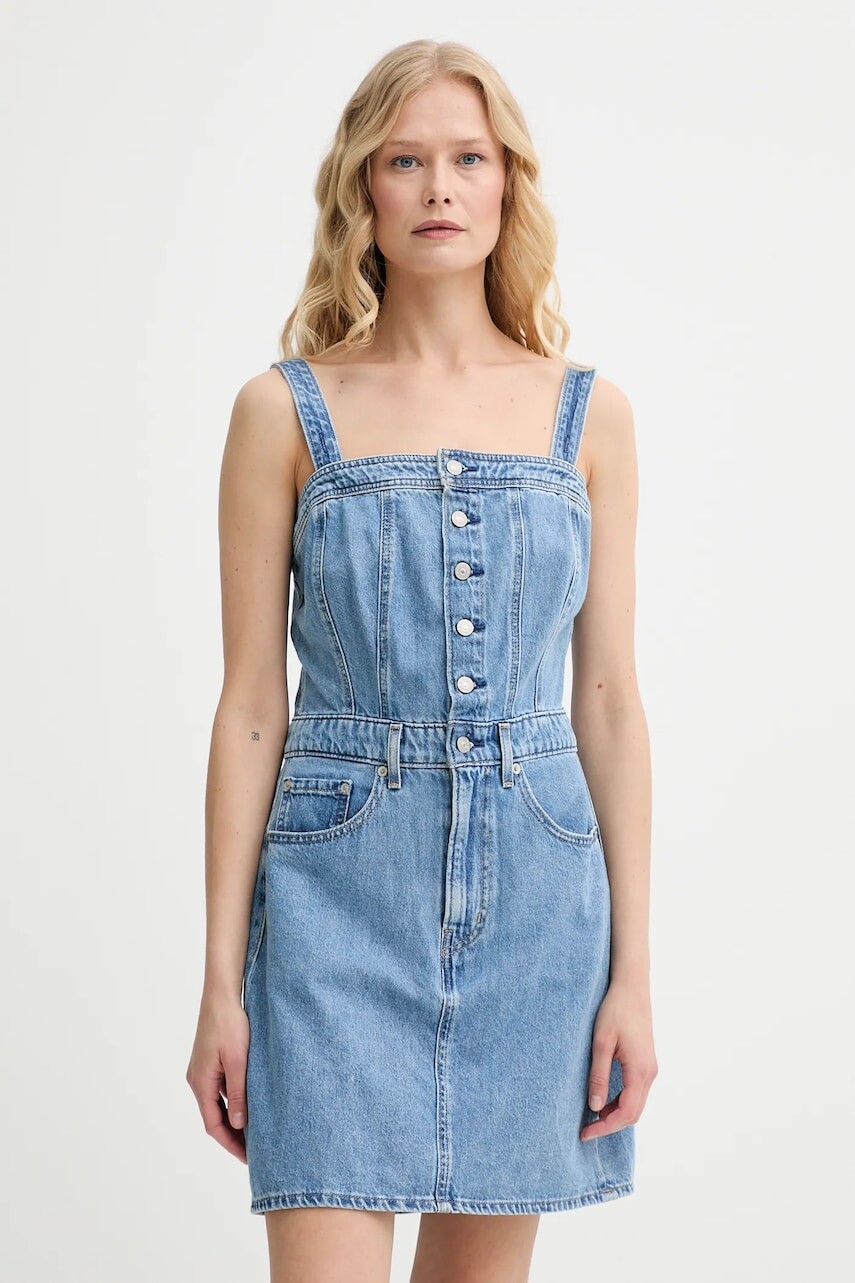 Šaty Levi's ICONIC BUTTON THRU DRESS mini, priliehavé, 001WE
