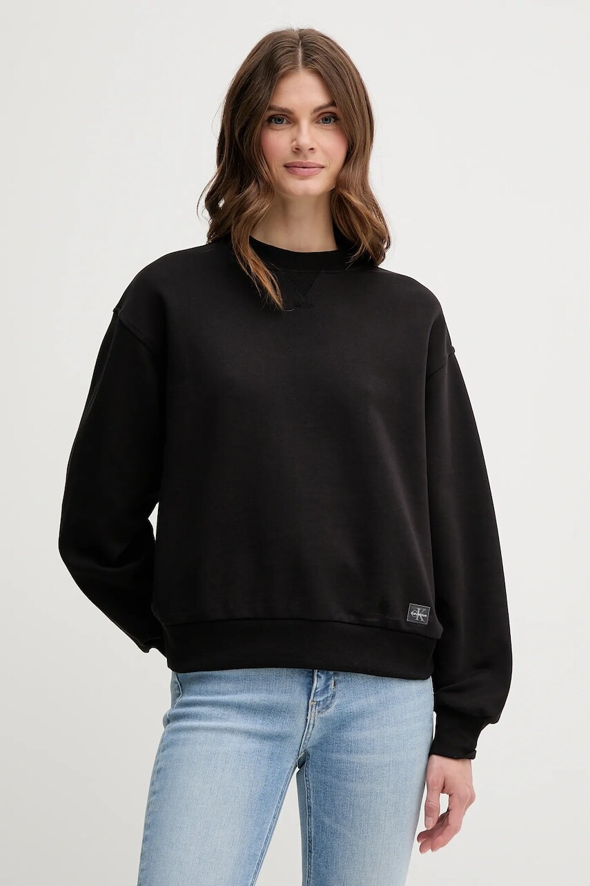 Bavlnená mikina Calvin Klein Jeans čierna farba, jednofarebná, LV047B238G