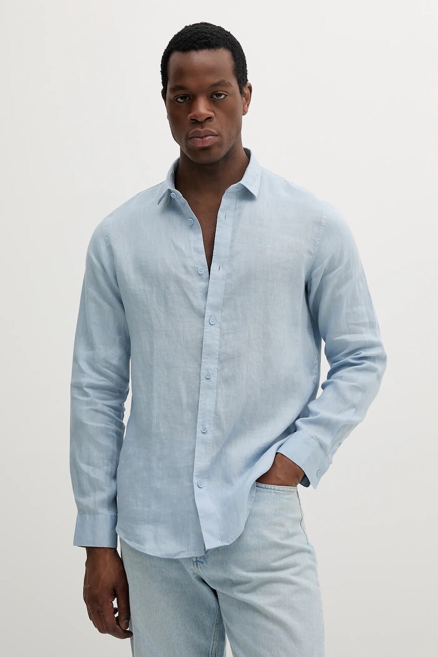 Ľanová košeľa Armani Exchange regular, s klasickým golierom, XM001221 AF14619