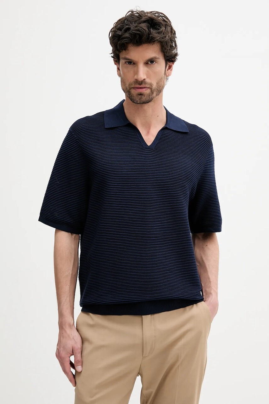 Polo tričko Calvin Klein pánske, tmavomodrá farba, jednofarebné, LV04LC323G