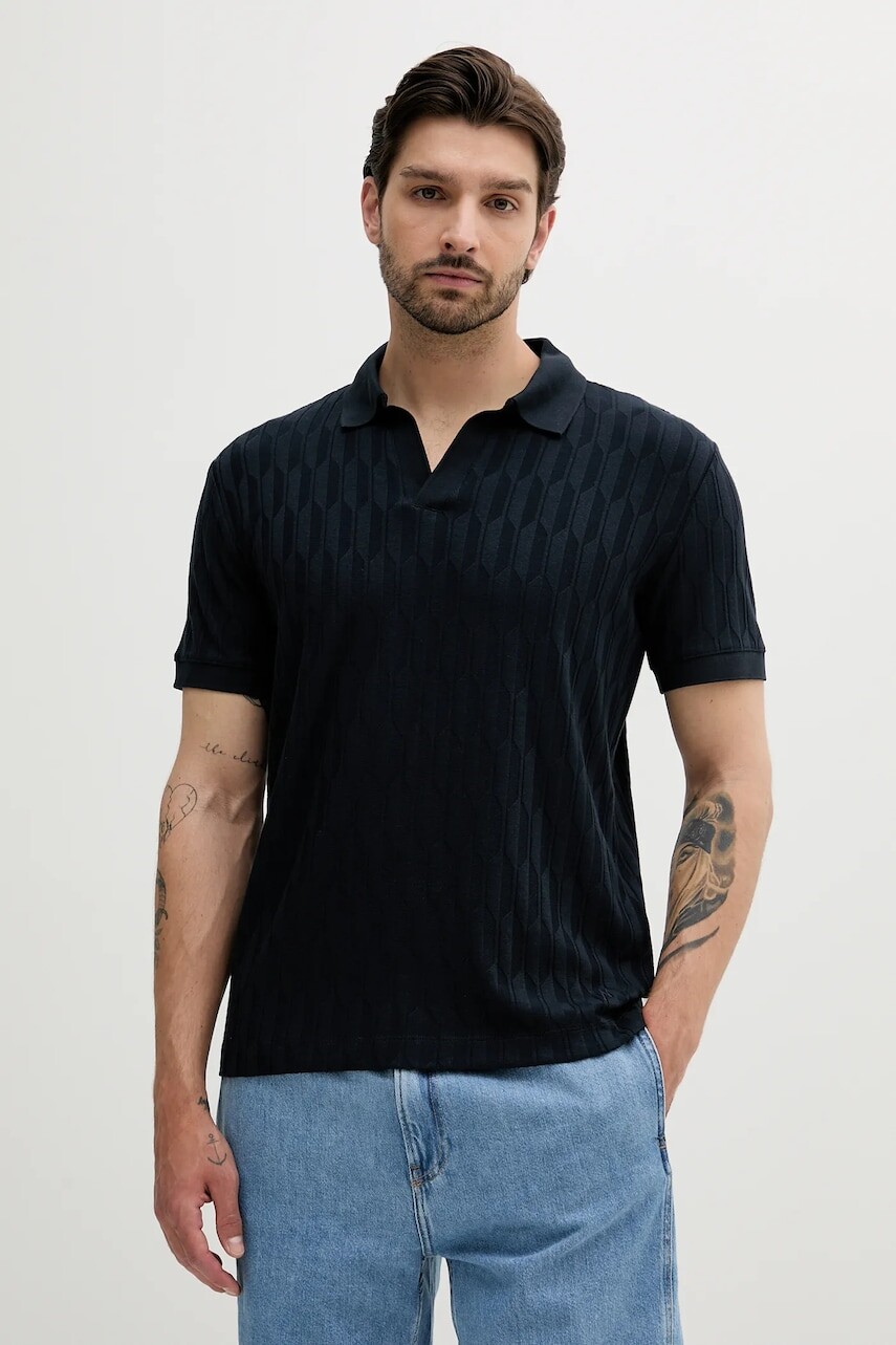 Polo tričko Marciano Guess pánske, tmavomodrá farba, jednofarebné, 5GHP03 6326A