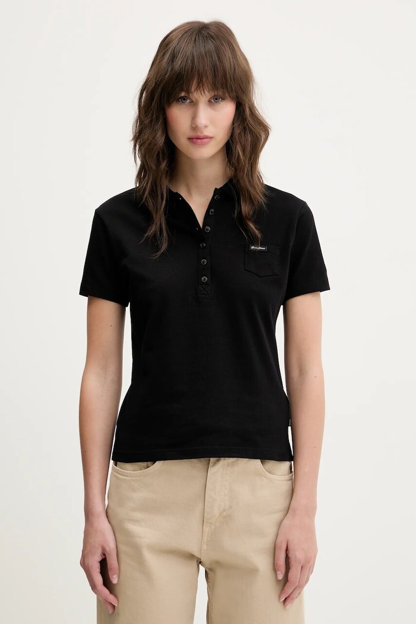 Polo tričko Guess Jeans dámske, čierna farba, W5GP73 KCYR1