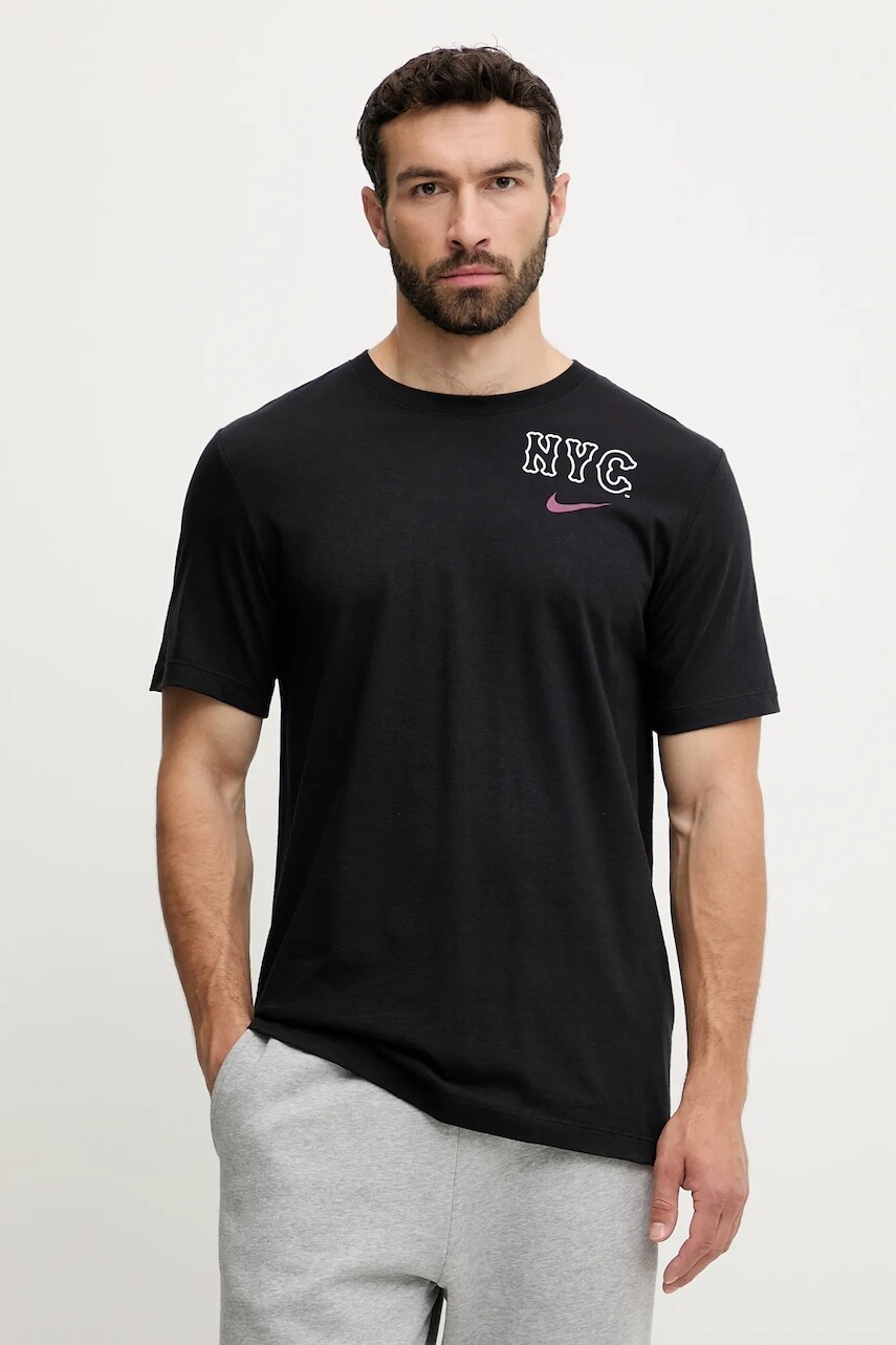 Bavlnené tričko Nike New York Mets pánske, čierna farba, s potlačou, N199-00A-NME-SAZ