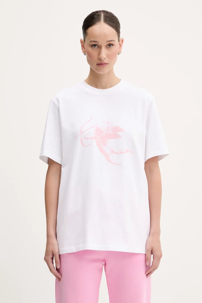Bavlnené tričko Fiorucci White Cupid Print Regular Fit T-Shirt dámske, biela farba, W02SMTSH323CJ01WH09
