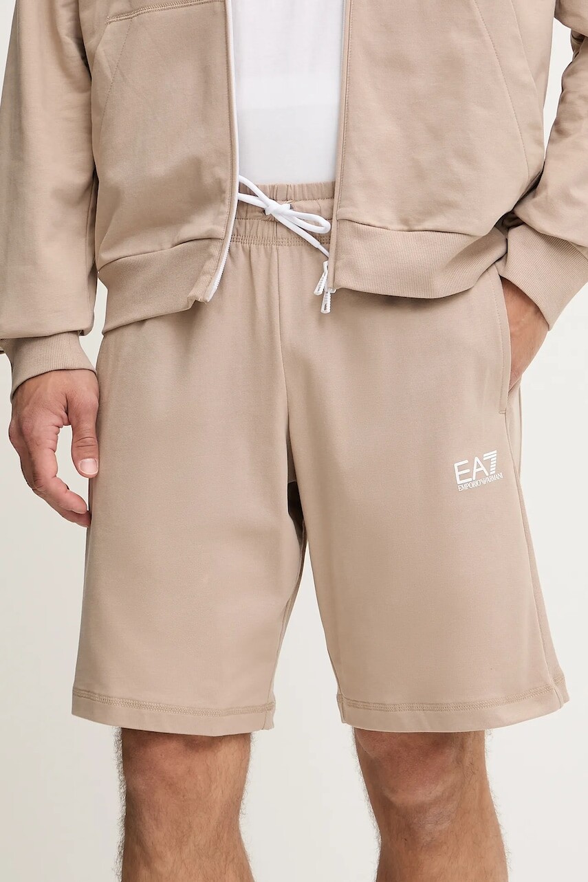 Bavlnené šortky EA7 Emporio Armani béžová farba, AF12681.7M000204