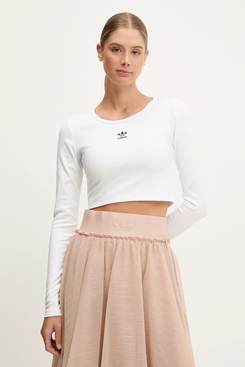 Tričko s dlhým rukávom adidas Originals Essential biela farba, JC9011