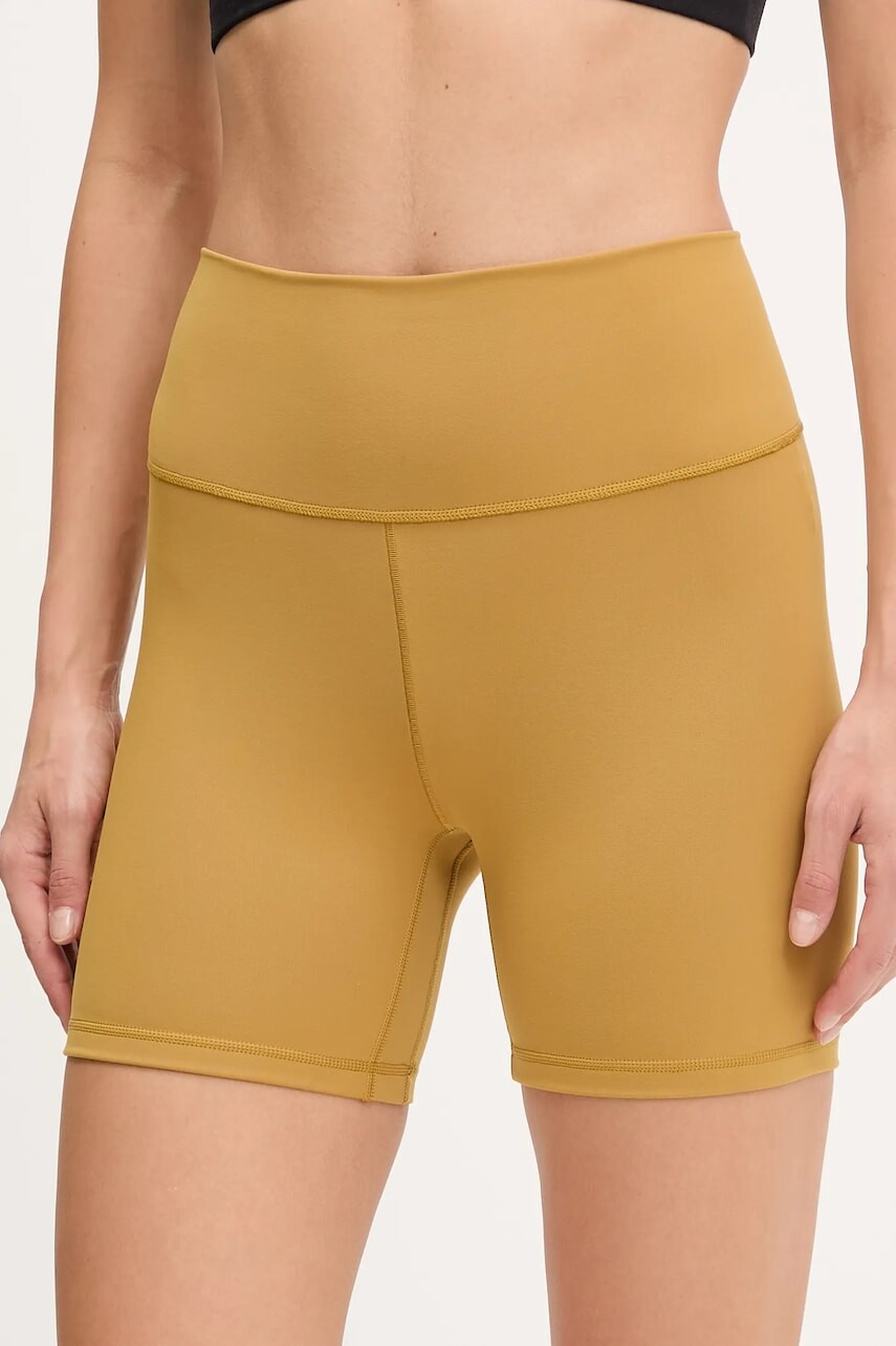 Šortky na jogu adidas Performance All Me žltá farba, jednofarebné, vysoký pás, JI8348