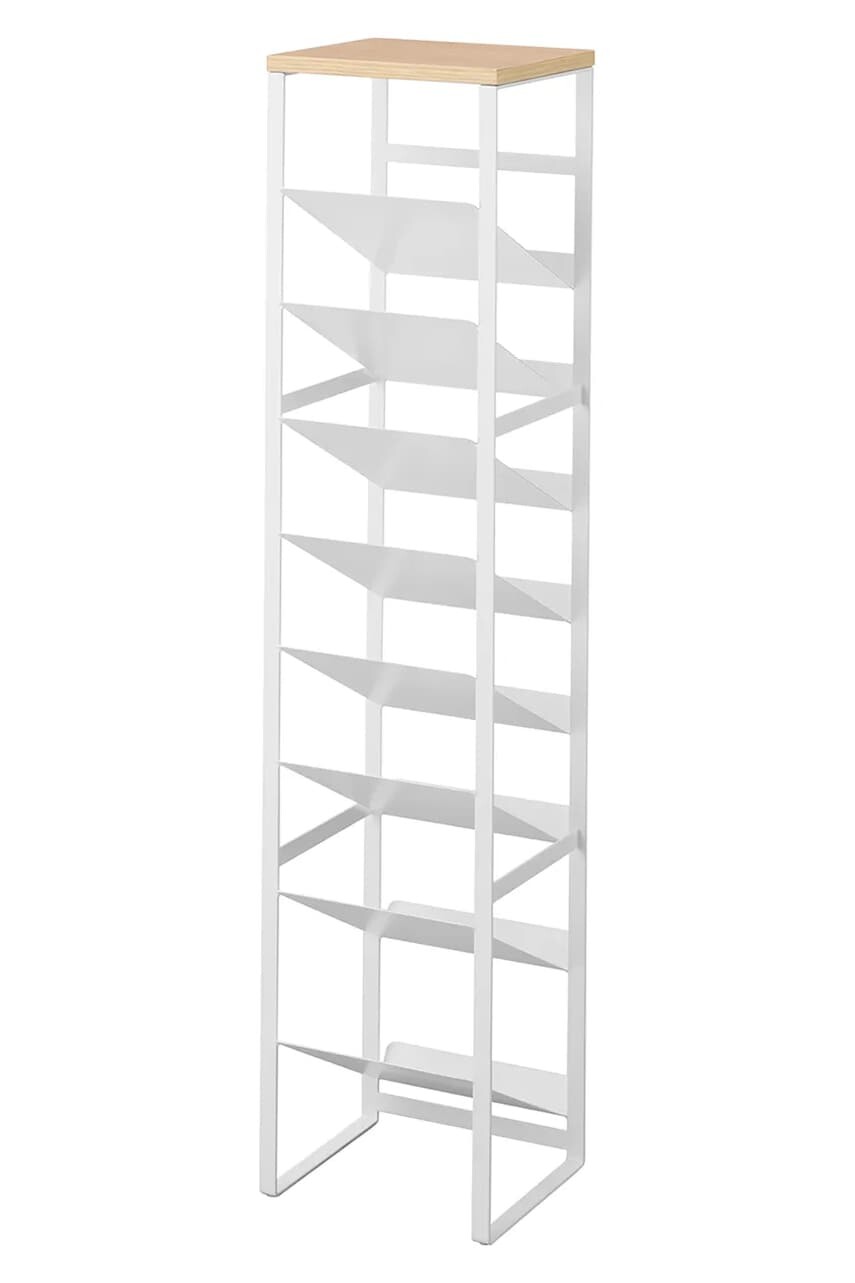 Stojan na fľaše s vrchnákom Yamazaki Tower 8 biela farba
