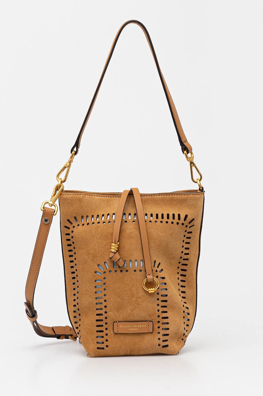 Semišová kabelka Gianni Chiarini VANESSA hnedá farba, BS.11395.CMLSR