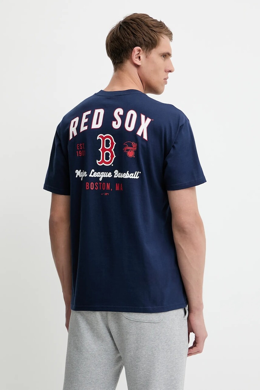 Bavlnené tričko Nike Boston Red Sox pánske, tmavomodrá farba, s potlačou, 01AY-44B-BQ-32K