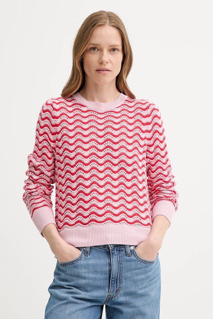 Bavlnený sveter Levi's FLORENCE PNTLLE SWEATER ružová farba, ľahké, 0012O